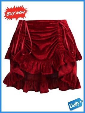 Velvet Ruched Bustle Skirt Mini Pull On Dance Halloween Costume